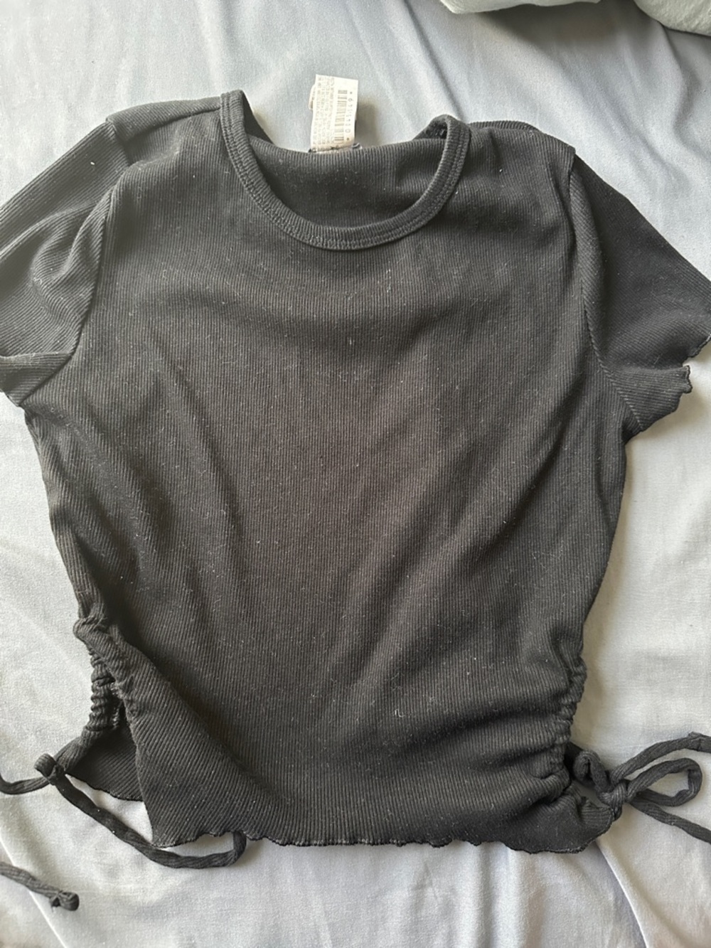 Forever 21 Black Ribbed Side-Tie Crop Top